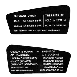 Cockpit Sticker Kit BMW R80RT & R100RT (oil text) /  Heritage Stickers