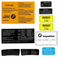 Warning Sticker Kit for BMW R75/7 with Fairing  / Heritage Stickers