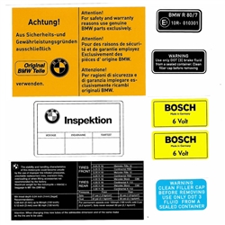 Warning Sticker Kit for BMW R80/7 with Fairing  / Heritage Stickers