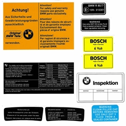 Warning Sticker Kit for BMW R80/7 with Fairing  / Heritage Stickers