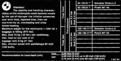 Tire Pressure Warning Sticker for R80GS, R100GS 1987-93 / Heritage Stickers