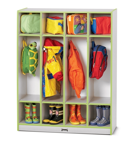 Rainbow Accents 4 Section Coat Locker Gray/Key Lime