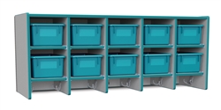 Rainbow Accents 10 Section Wall Mount Coat Locker - With Bins - Gray/Teal