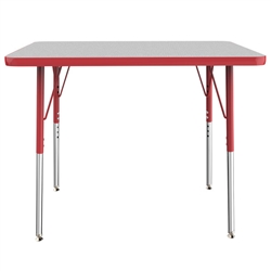 24" x 36" Rectangle T-Mold Activity Table with Adjustable Standard Swivel Glide Legs - Gray/Red