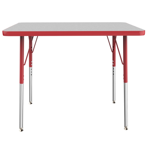 24" x 36" Rectangle T-Mold Activity Table with Adjustable Standard Swivel Glide Legs - Gray/Red