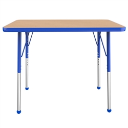 24" x 36" Rectangle T-Mold Activity Table with Adjustable Standard Ball Glide Legs - Maple/Blue