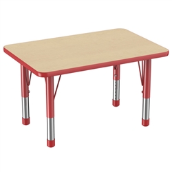 24" x 36" Rectangle T-Mold Activity Table with Adjustable Chunky Legs - Maple/Red