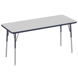 24" x 60" Rectangle T-Mold Activity Table with Adjustable Standard Swivel Glide Legs - Gray/Navy