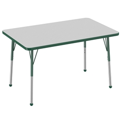 30" x 48" Rectangle T-Mold Activity Table with Adjustable Standard Ball Glide Legs - Gray/Green