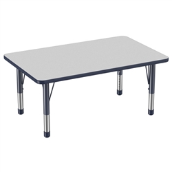 30" x 48" Rectangle T-Mold Activity Table with Adjustable Chunky Legs - Gray/Navy