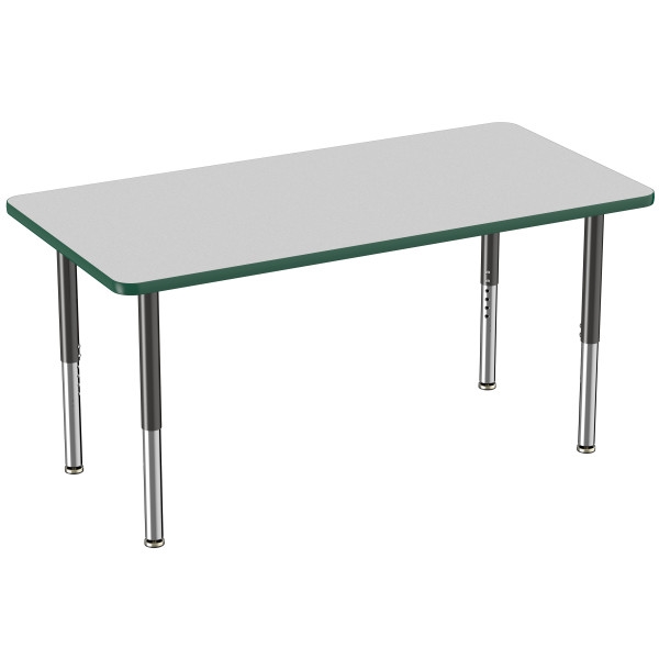 30" x 60" Rectangle T-Mold Activity Table with Adjustable Super Legs - Gray/Green/Black