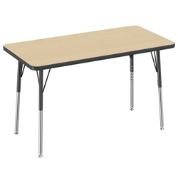 24" x 48" Rectangle Thermofused Activity Table with Adjustable Standard Swivel Glide Legs - Maple/Black