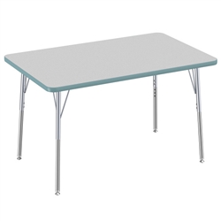 30" x 48" Rectangle Thermofused Activity Table with Adjustable Standard Swivel Glide Legs - Gray/Seafoam/Silver