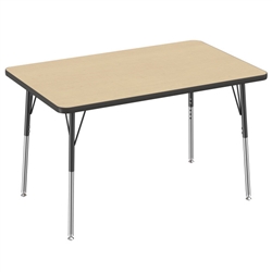 30" x 48" Rectangle Thermofused Activity Table with Adjustable Standard Swivel Glide Legs - Maple/Black