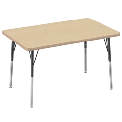 30" x 48" Rectangle Thermofused Activity Table with Adjustable Standard Swivel Glide Legs - Maple/Maple/Black