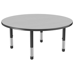 48" Round Thermofused Activity Table with Adjustable Chunky Legs - Gray/Black