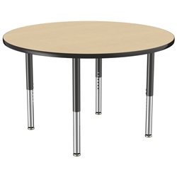 48" Round Thermofused Activity Table with Adjustable Super Legs - Maple/Black