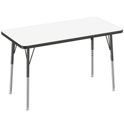 24" x 48" Rectangle Dry-Erase Activity Table with Adjustable Standard Swivel Glide Legs - Black