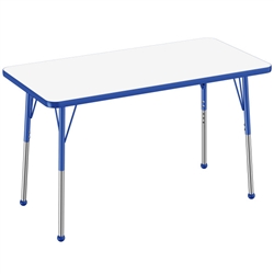 24" x 48" Rectangle Dry-Erase Activity Table with Adjustable Standard Ball Glide Legs - Blue