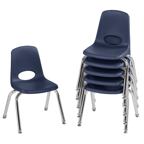 12" Stack Chair with Swivel Glides, 6-Pack - Navy