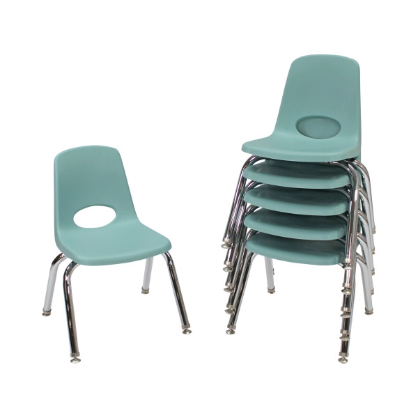 12" Stack Chair with Swivel Glides, 6-Pack - Seafoam