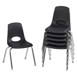 14" Stack Chair with Swivel Glides, 6-Pack - Black