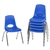 14" Stack Chair with Swivel Glides, 6-Pack - Blue