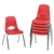 14" Stack Chair with Swivel Glides, 6-Pack - Red