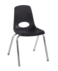 16" Stack Chair with Swivel Glides, Single - Black