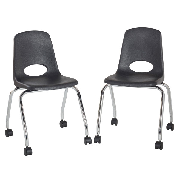 18" Mobile Chair with Casters, 2-Pack - Black