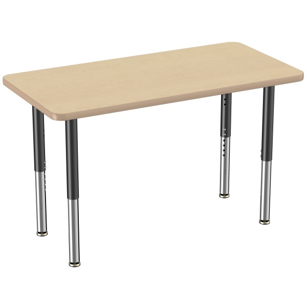 24" x 48" Rectangle Thermofused Activity Table with Adjustable Super Legs - Maple/Maple/Black