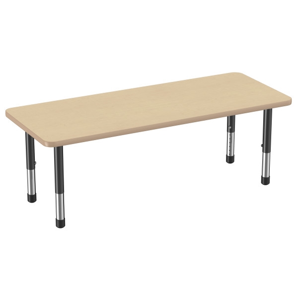 24" x 60" Rectangle Thermofused Activity Table with Adjustable Chunky Legs - Maple/Maple/Black