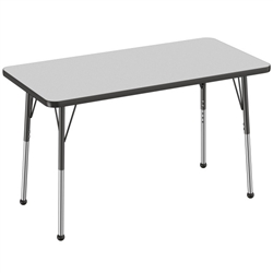 24" x 48" Rectangle Thermofused Activity Table with Adjustable Standard Ball Glide Legs - Gray/Black