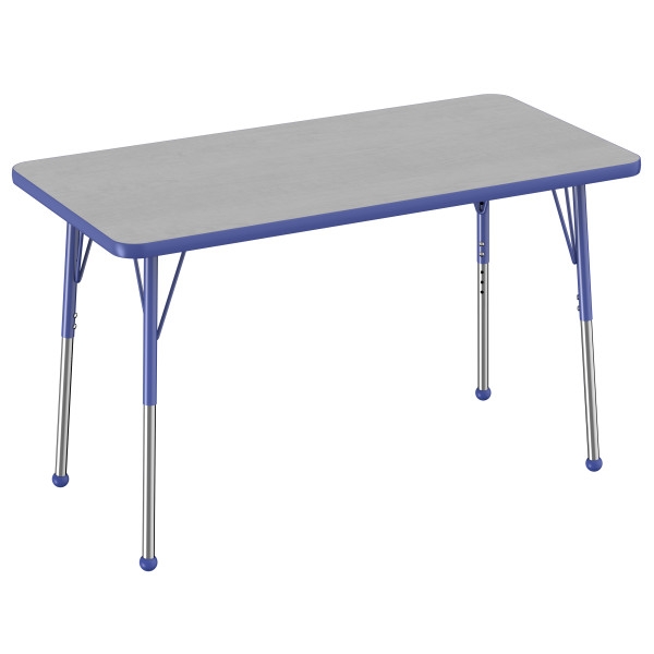 24" x 48" Rectangle Thermofused Activity Table with Adjustable Standard Ball Glide Legs - Gray/Blue