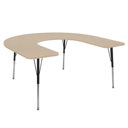 60" x 66" Horseshoe La Madera Activity Table with Standard Legs - Maple/Black