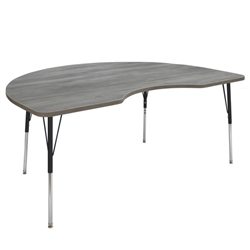 48" x 72" Kidney La Madera Activity Table with Standard Legs - Light Gray Wood/Black