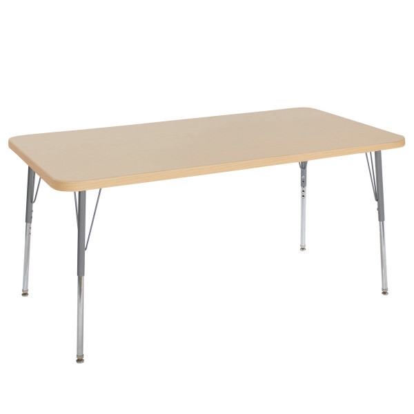 36" x 72" Rectangle La Madera Activity Table with Standard Legs - Maple/Silver