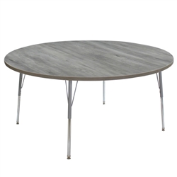 60" Round La Madera Activity Table with Standard Legs - Light Gray Wood/Silver