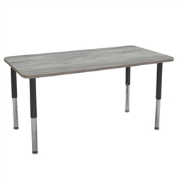 30" x 60" Rectangle La Madera Activity Table with Adjustable Super Legs - Light Gray Wood/Silver