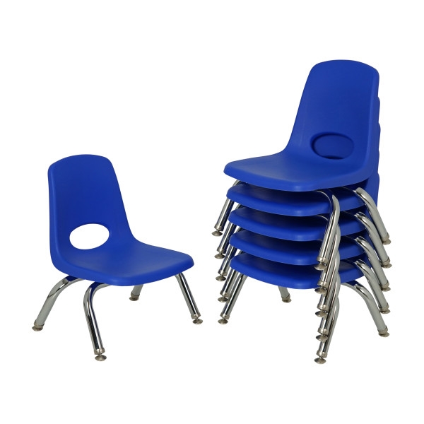 8" Stack Chair with Swivel Glides, 6-Pack - Blue