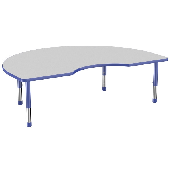 48" x 72" Kidney Thermofused Activity Table with Adjustable Chunky Legs - Gray/Blue