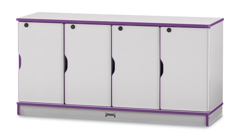 Rainbow Accents Stacking Lockable Lockers - Single Tier - Gray/Purple