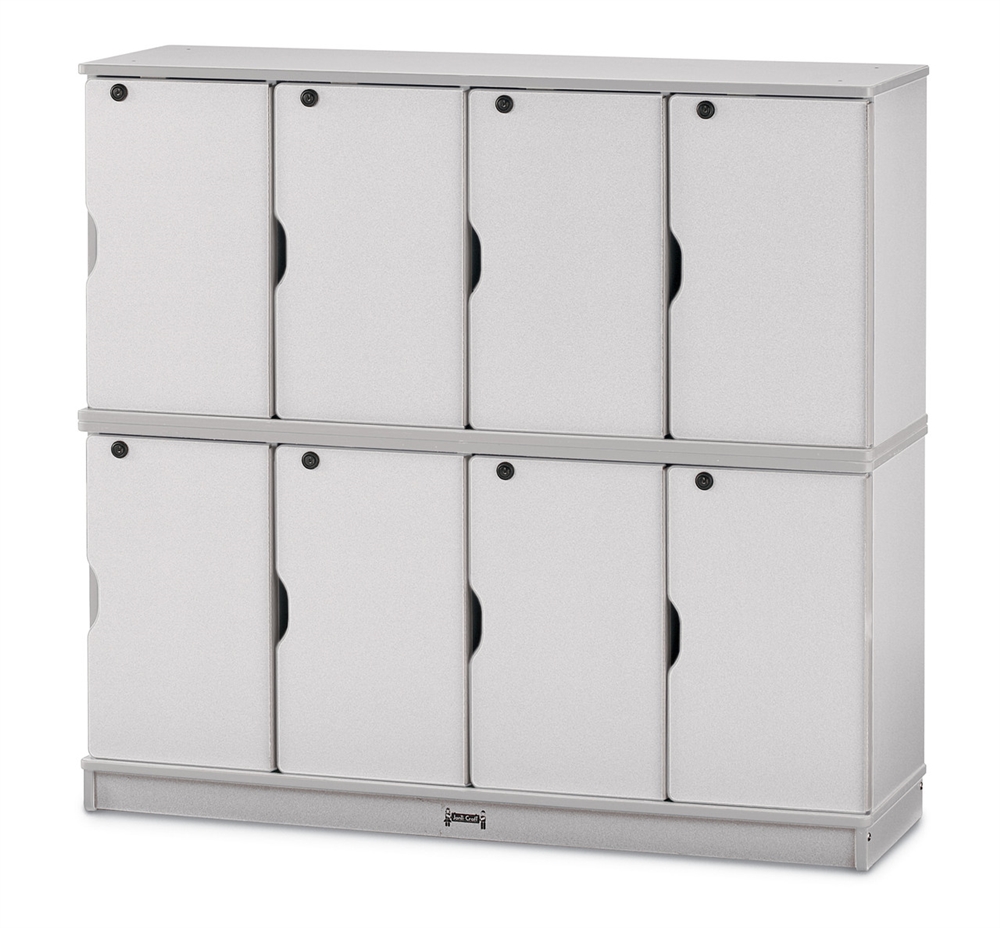 Rainbow Accents Stacking Lockable Lockers - Double Tier - Gray/Gray