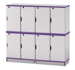 Rainbow Accents Stacking Lockable Lockers - Double Tier - Gray/Purple