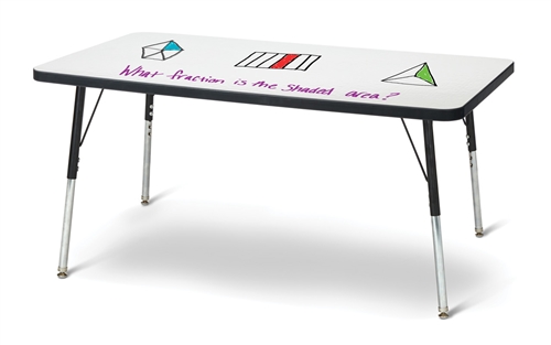 Rectangle Dry Erase Table - 24" X 48", A-Height - Write-N-Wipe/Black/Black