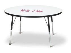 Round Dry Erase Table - 48" Diameter, A-Height - Write-N-Wipe/Black/Black