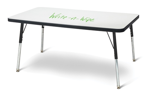 Rectangle Dry Erase Table - 24" X 36", A-Height - Write-N-Wipe/Black/Black