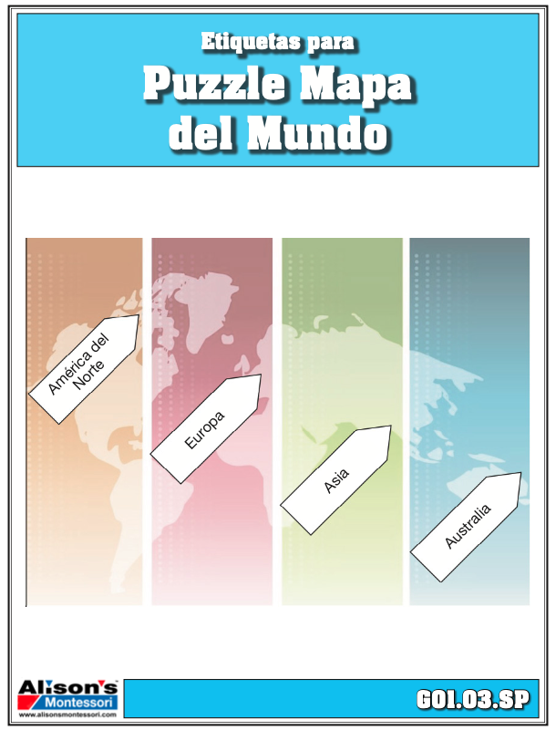 Labels for Puzzle Map of the World (Spanish)