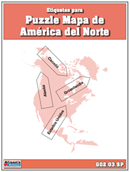 Etiquetas para  Puzzle Mapa de  América del Norte (Printed)