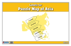 Labels for Puzzle Map of Asia